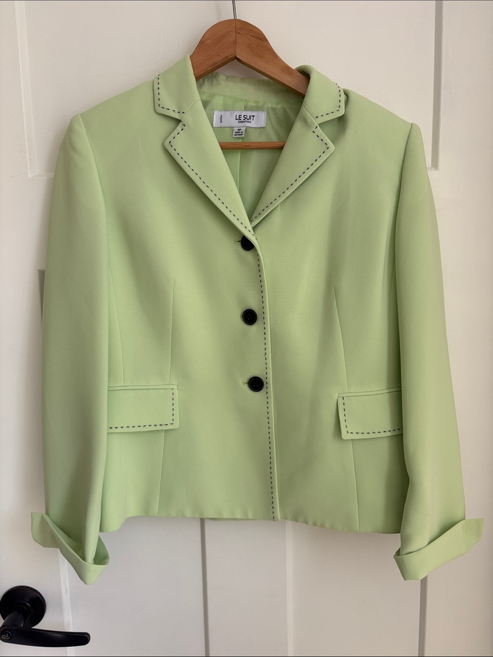 Le Suit Pastel lime Green Notch-Lapel Blazer